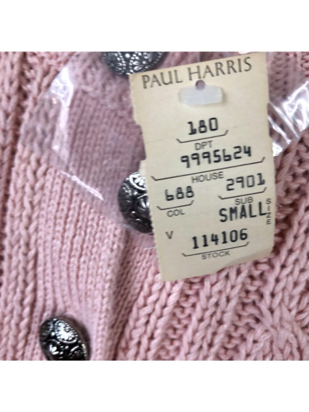 Vintage Pastel Cardigan Sweater Womens S Pink Ramie Cable Knit Fisherman Twee - Picture 8 of 16